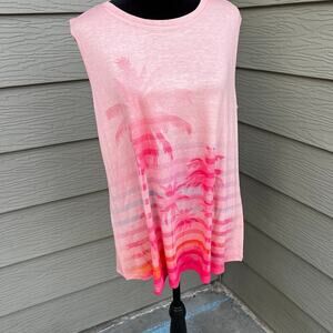 Phil Love tank top with palm trees, women's size M